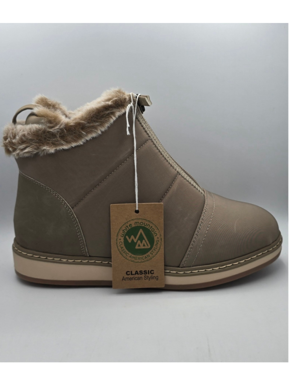 Women's White Mountain Winter Boots, Taupe, Faux Fur Trim, New with Tags 6w